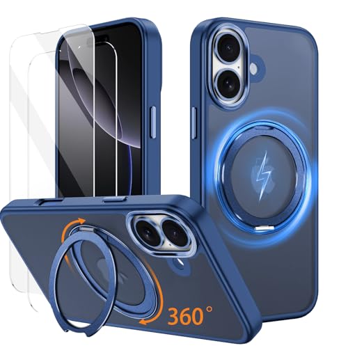Coque de protection militaire iPhone 16 translucide bleue avec Mag-Safe
