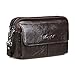 Xieben Cuero Muñequera Monedero para Hombres Mujeres Viajes De Negocios Aire Libre Correa de Muñeca Fanny Embrague Bolsa Monedero Bolsa Múltiple Soporte para Teléfono iPhone 8 Plus/X Café