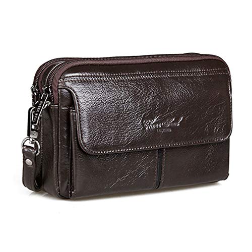 Hebetag Leather Clutch Purse Long Wallet for Men Organizer Cell Phone Holder Wrist Bag Day Pack Business Travel Handbag