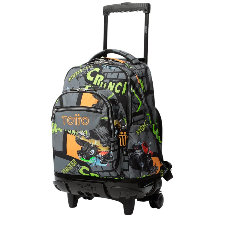 TOTTO - Mochila Escolar con Ruedas, Modelo Renglones, Capacidad 26,21 Litros, Bolsillo para PC 14", Bolsillo para Botella, Correas en S para Mayor Comodidad, Resistente