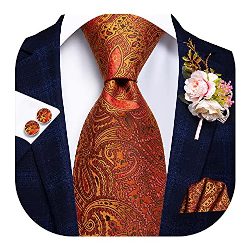 Hi-Tie Men's Wedding Ties Silk Neckties with Pocket Square and Cufflinks Set (ZF-0976)