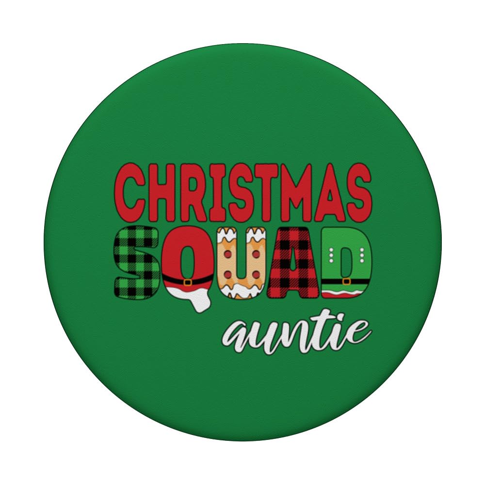 Christmas Squad Auntie - Merry Xmas Santa Holiday Squad PopSockets Swappable PopGrip, Black - Image 3