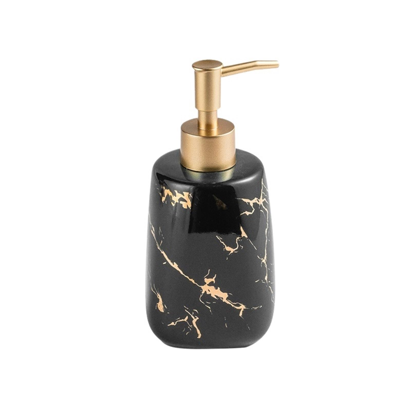 Cyairong-22 Black Soap Dispenser Ceramic Soap Dispenser With Pump Bathroom Refillable Shampoo Lotion Press Bottle(Black)