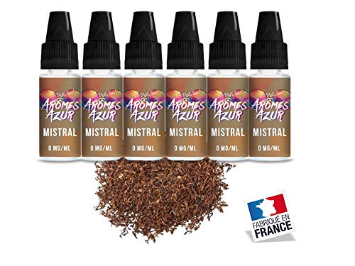 E-liquide pour cigarette lectronique sans nicotine, sans tabac 50% PG 50%  VG Mistral 0 mg lot de 5 + 1 offert saveur tabac brun : Amazon.fr: High-Tech
