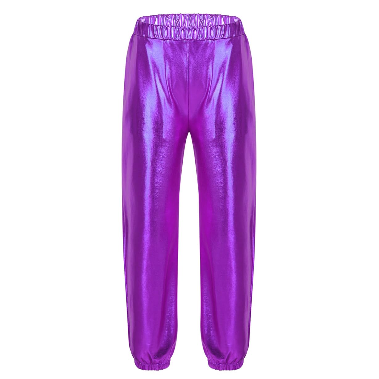 Choomomo Kids Girls Metallic High Waist Pants Modern Dancing Ballet Dance Gymnastic Exercise Activewear Purple 14 Years