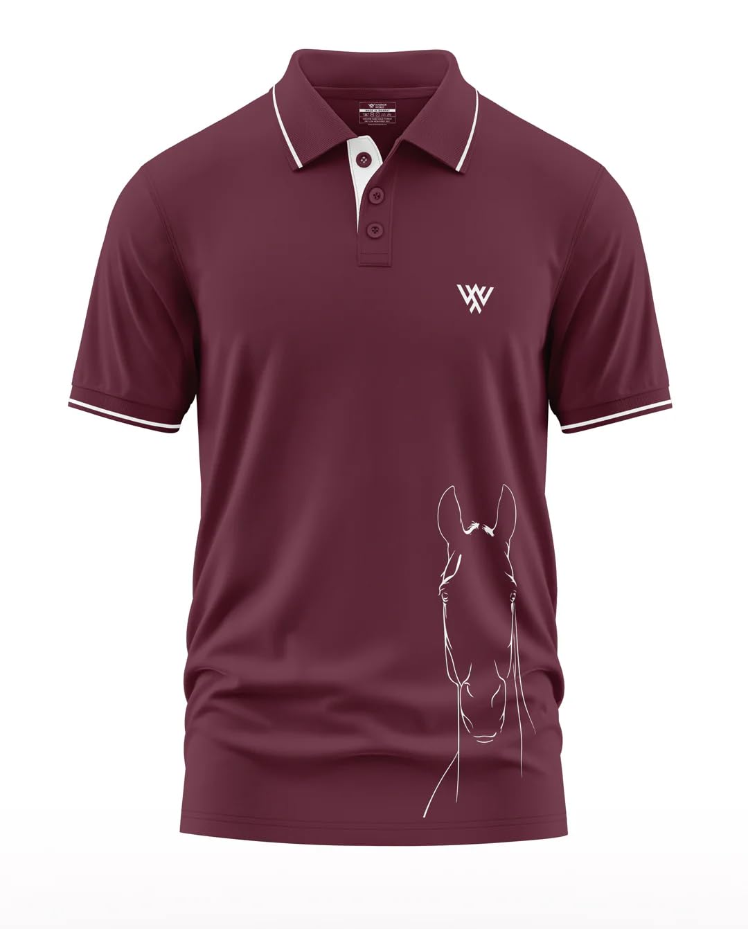 warriorworld Men's Polo T-Shirt | Pure Cotton 270 GSM | Stylized Print & Horse Head Graphic | Modern Minimalist Design | Ideal for Streear, Travel, Office & Everyday Fashion.-picture-28