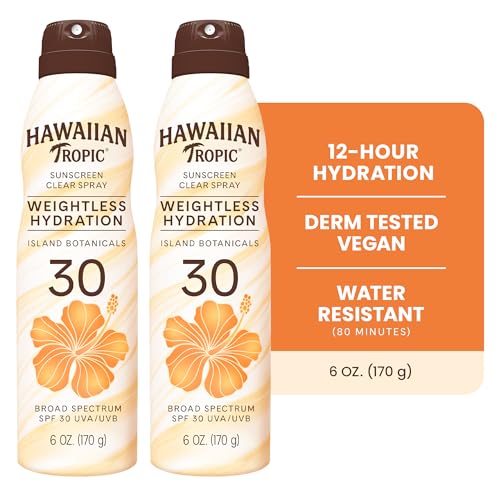 Hawaiian Tropic Weightless Hydration Clear Spray Sunscreen SPF 30, 6 oz | SPF 30 Sunscreen Spray, Sunblock, Oxybenzone Free, 6 oz each Twin Pack - Image 3