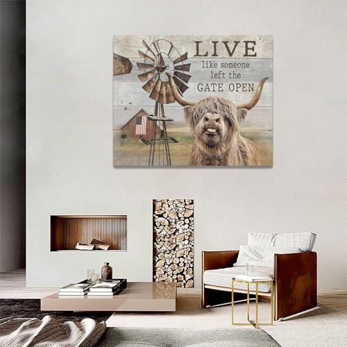 Highland-Cow-Wall-Art-Highland-Cow-Canvas-Painting-Prints-Farmhouse-Rustic-Windmill-Pictures-Western-Wall-Decor-Modern-Artwork-Home-Decoration-for-Bedroom-Bathroom-Living-Room-20×16 Highland Cow Wall Art Highland Cow Canvas Painting Prints Farmhouse Rustic Windmill Pictures Western Wall Decor Modern Artwork Home Decoration for Bedroom Bathroom Living Room 20×16