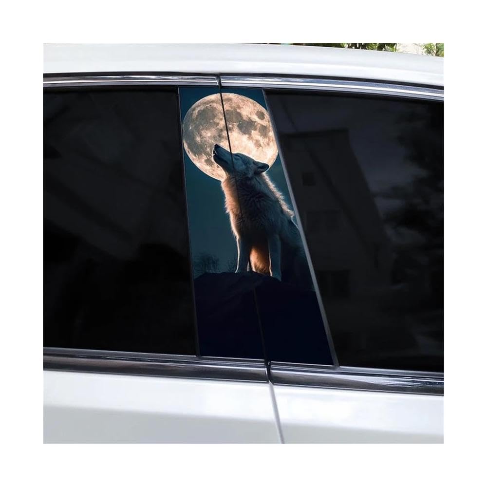 Decorative Items 2pcs Wolf Full Moon Car Center Pillar Sticker(K)