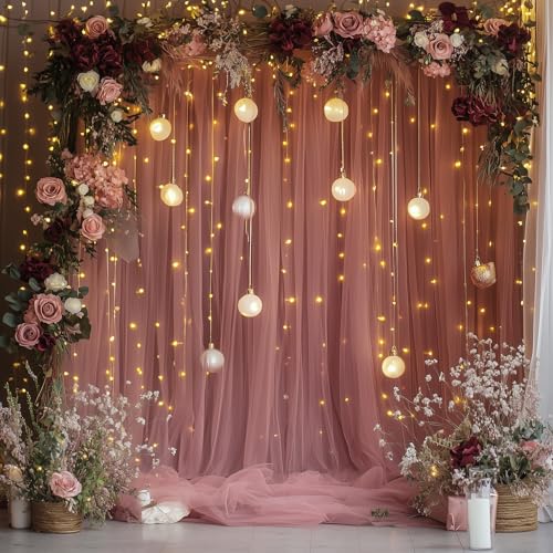 Cortinas de tul Fomcet con luces 3x2.4 m para fondo miniatura 6