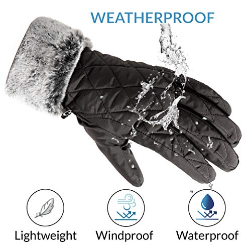 accsa Skihandschoenen voor dames, voor de winter, waterdicht, winddicht, 3M Thinsulate bontmanchet, warme handschoenen - Image 6