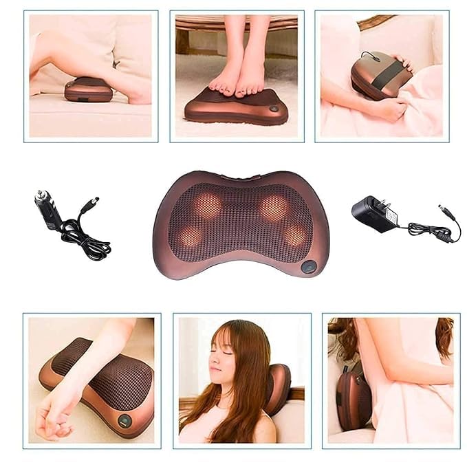 MKSTORE Electronic Neck Cushion Full Body Massager Pillow with Heat for pain relief Massage Machine for Neck Back Shoulder Pillow Massager - Swiss Relaxation therapy (Brown) MKSTORE Electronic Neck Cushion Full Body Massager Pillow with Heat for pain relief Massage Machine for Neck Back Shoulder Pillow Massager - Swiss Relaxation therapy (Brown)