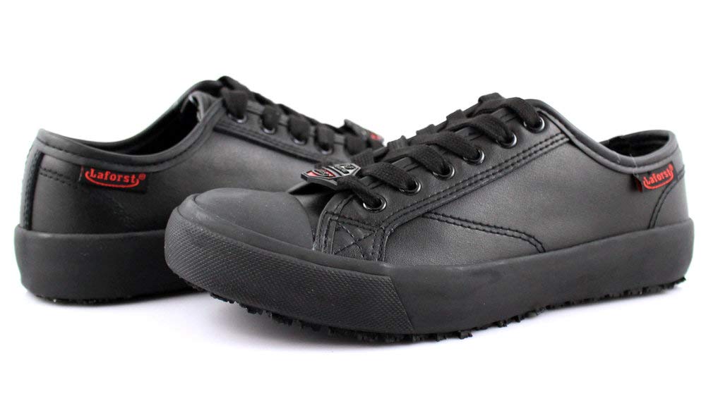 Laforst Mens 3514 Leather Slip Resistant Server Waiter Lace Up Flat Black 10