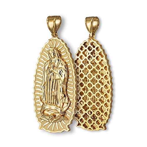 14K Yellow Gold Our Lady of Guadalupe Virgin Mary Pendant Necklace