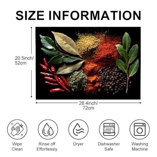 Image of Spices and Herbs Stove Top Cover, Glass Cooktop, 28x20 in