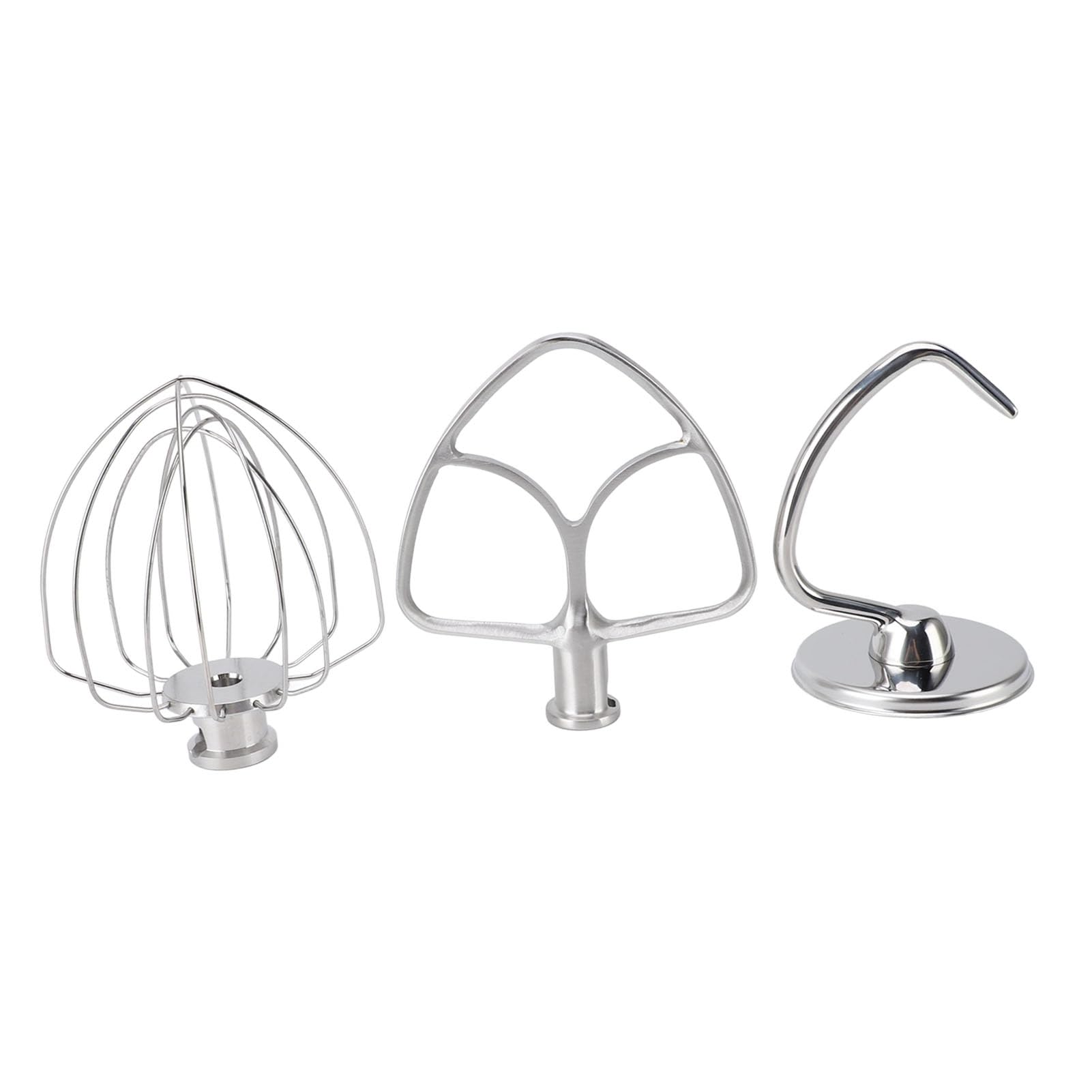 3-teiliges Standmixer-Aufsatz-Set, Edelstahl-Peitsche, Rührbesen, Teighaken für Küche, Backzubehör