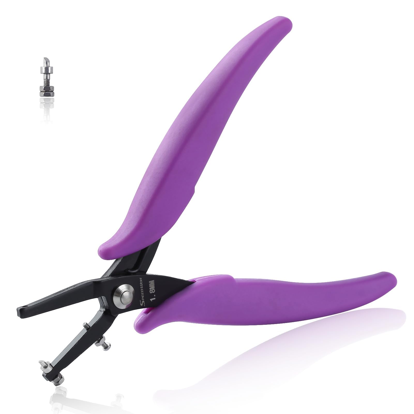 SPEEDWOX 穴あけパンチ 小型 1.8mm 穴開けパンチ 1穴 ホールパンチプライヤー パンチプライヤー 穴あけパンチ 1つ穴 金属穴パンチツール 金属ホールパンチプライヤー 予備ピン付き 金属穴パンチ ペンチ 交換ピン 精密ホールパンチ 穴開け工具 ハンドパンチ ハンドメイド プロ ホビー 穴あけ機 アクセサリー 手芸用 丸穴 ツール ジュエリー 丸形 加工