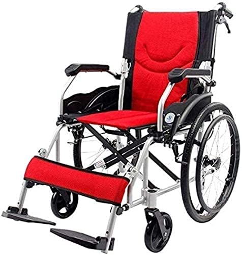 アルミ製車椅子、折りたたみ式軽量トランジットトラベルコンフォート車椅子、ハンドブレーキ、フットレスト、アームレスト付きポータブル、シート幅46cm