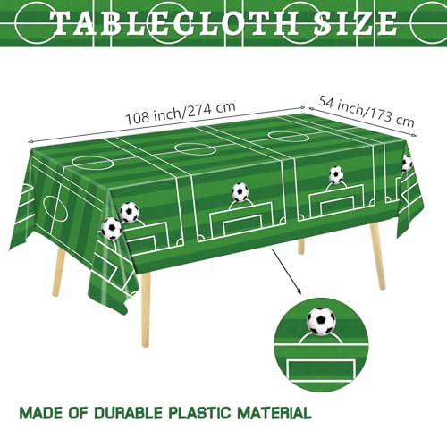 Image of QIYANPAX 4 Pieces Soccer Tablecloths - Soccer Birthday Party Decorations Soccer Table Cloth Soccer Tablecloth Plastic Table Cover for Sports Soccer Theme Party Decorations, 54 x 108 Inch