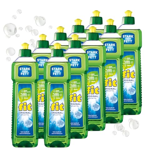 fit Hand-Spülmittel 10 x 750 ml Geschirrspülmittel gegen Fett und Stärke hautverträglich vegan mikroplastikfrei Original