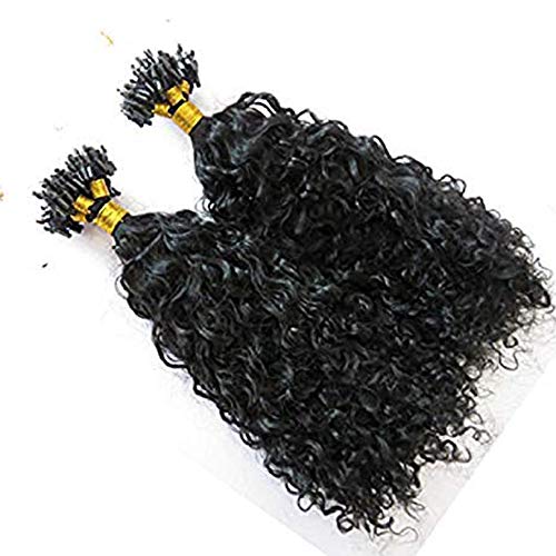 Short Wet and Wavy Human Hair Micro Loop Hair 1g/s 100 strand Natural Brown Color Brazilian Micro Bead Links Hair Extensions (10inch 100Strands, Natural Color)
