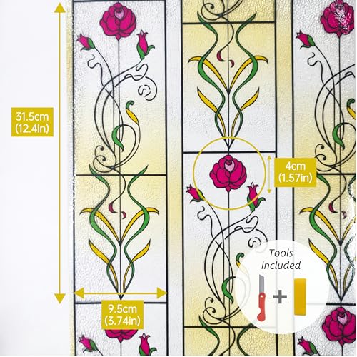 3D Stained Glass Window Film Privacy Patterned, Window Privacy Film for Glass Windows, Thick Decorative Static Cling Window Film UV Window Film Sun Blocker Window Tint for Home Office Tools Included - Image 7