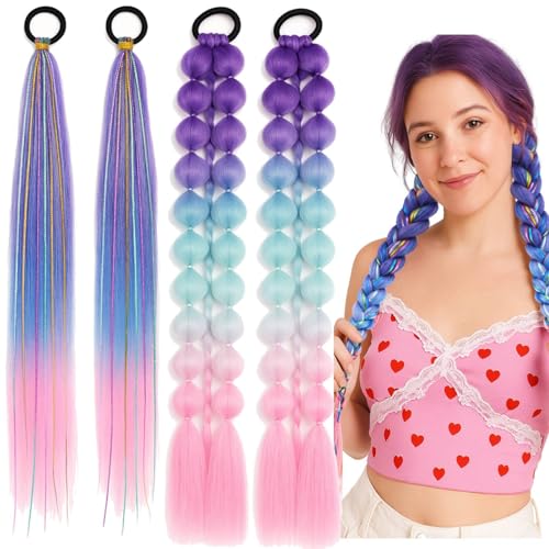 Suncalla 4-pack 26 Inch & 22 Inch Hair Tinsel Colored