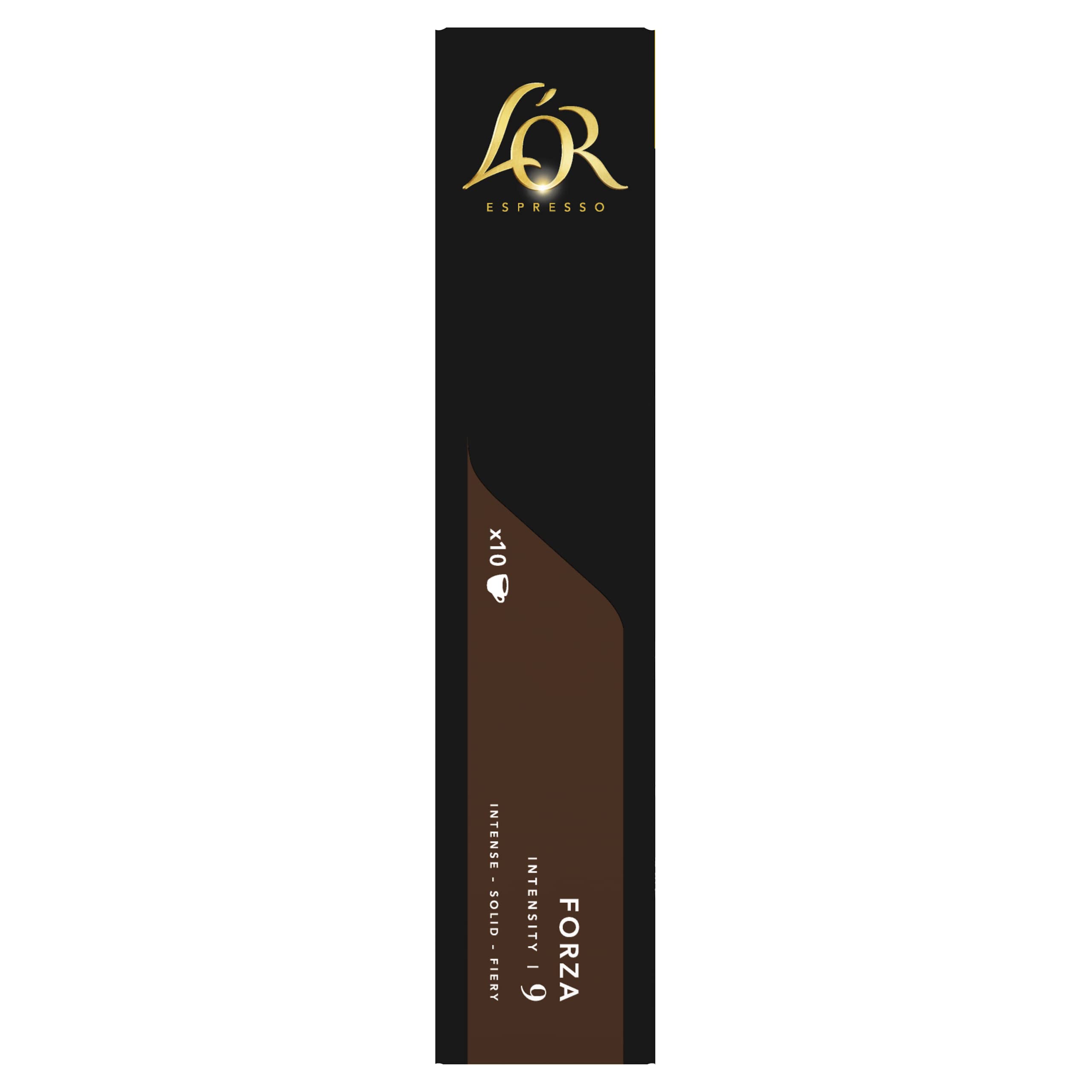 L'OR Espresso Forza filiżanki do kawy (100 kapsułek do kawy espresso, odpowiednie do ekspresów do kawy Nespresso*, intensywność 09/12, 100% kawa arabika, certyfikat UTZ), 10 x 10 filiżanek
