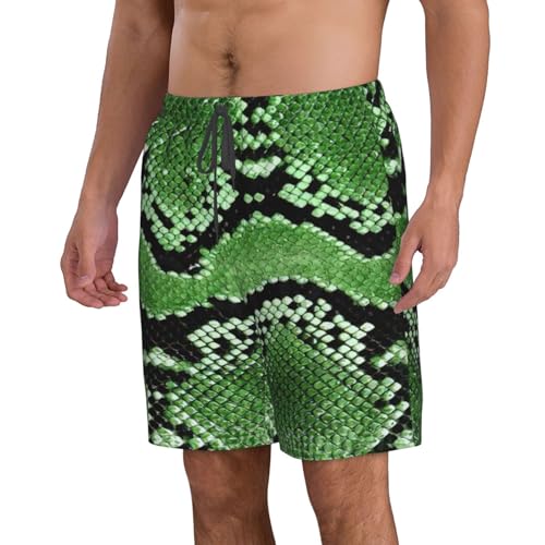 BREAUX Green Snakeskin print Men's Surfboard Shorts Beach Shorts, Men's Casual Beach Shorts, Men's Quick Dry Shorts2
