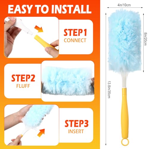 Image of Honeydak 120 Pack Heavy Duty Duster Refills with 2 Handle, Compatible with Swiffer, Multisurface 360 Larger Size Dusters with 4X Microfibers, Unscented Disposable Dusting Furniture for Cleaning