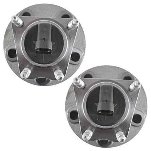 Image of TRQ Rear Wheel Bearing and Hub Assembly Set 2 Piece Compatible with 04-12 Chevrolet Malibu 05-10 Pontiac G6 4 Wheel ABS 09-10 Cobalt SS 5 Lug Wheels 08-10 HHR 07-09 Saturn Aura 09 Panel