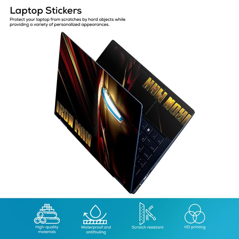 Image of Galaxsia Iron Man Full Vinyl Laptop Skin /Sticker /Cover for 13 to 13.3 Inches Laptops Laminated-Removable-HD Quality Compatible for Hp-Dell-Sony-Lenovo-Asus etc.(13x9.2 Inches)