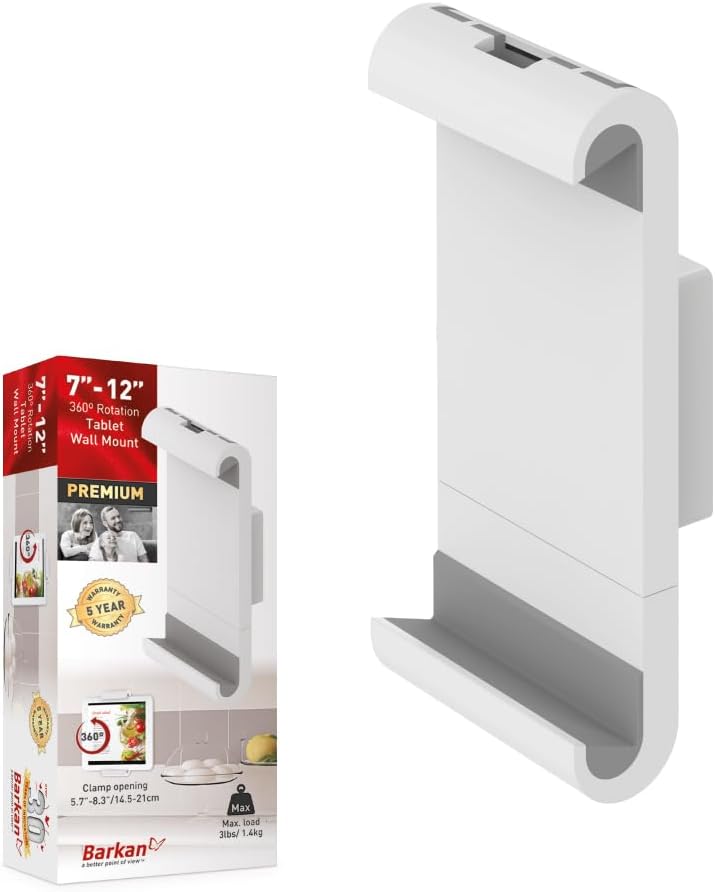 BarkanTablet Mount Holder for 7-12 inch Devices, Fixed, 360 degree Rotation Bracket, fits Apple iPad/Air/Mini, Samsung Galaxy Tab