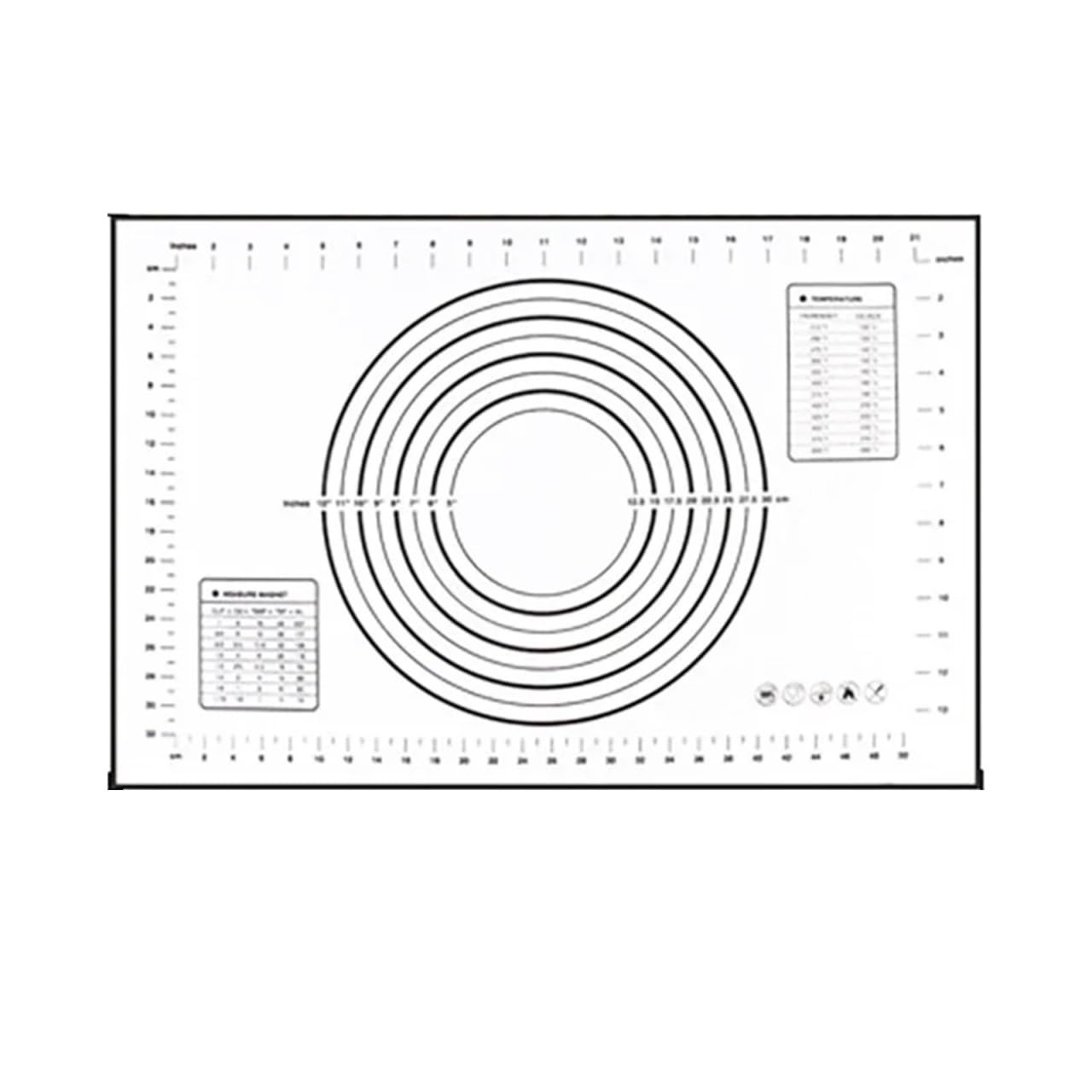Silikon Backmatte Roll Kneten Pad Gebäck Werkzeuge Pizza Teig Antihaft-Silikon-Matte for die Küche für Fondant Pizza(Black,60x80cm)
