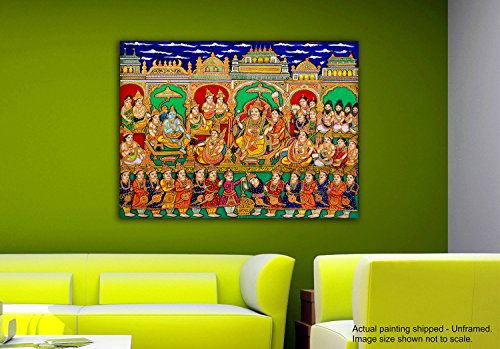 Image of Tamatina Kalamkari Art Canvas Painting|The King |Size-13X10 Inches.j43