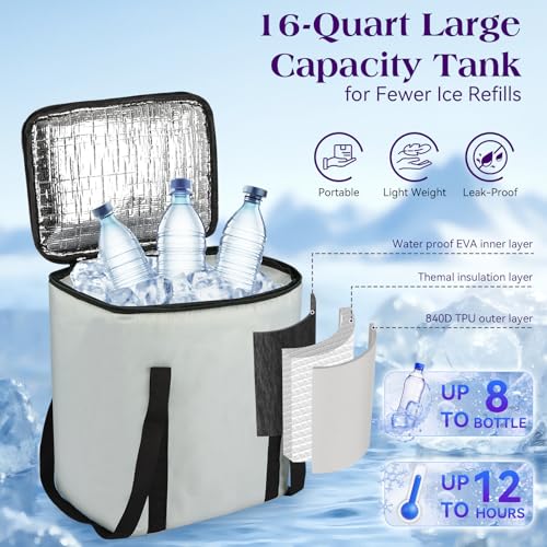 Image of Cold Therapy Machine with 6 Timer Settings & 3 Flow Speeds, Portable Ice Machine for Knee After Surgery - Leak-Resistant Circulating Unit for Knee, Shoulder, Hip, Ankle - Post-Op Pain Relief