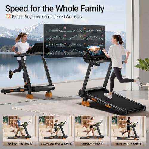 Image of 16% Incline Treadmills for Home, Foldable Treadmill with Incline