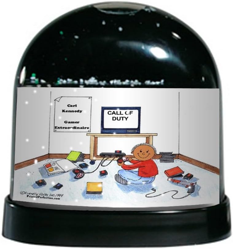 PrintedPerfection.com Personalized Video Gamer - Male Snow Globe Gift