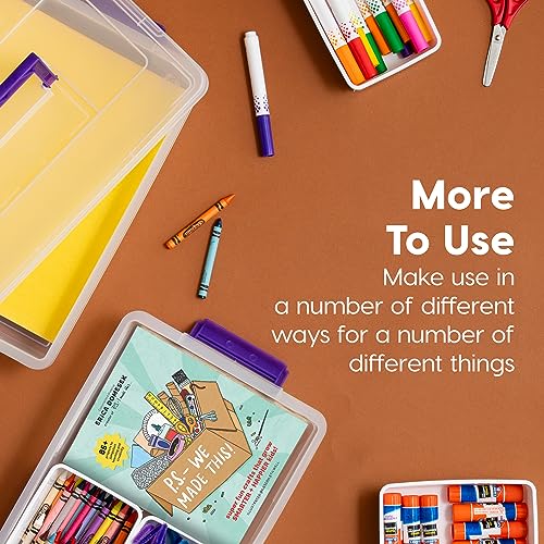 Image of IRIS USA 9 Qt. Plastic Craft Storage Container Bins with Lids, 1 Pack, Small Art & Office Supply Organizer Tote, Sensory Bins & Boxes for Home & University, Latchable, Stackable, Portable, Clear