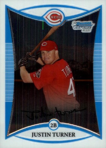 Justin Turner baseball card (Reds, Los Angeles Dodgers 3B) 2008 Bowman Chrome 1st BCP171 Rookie