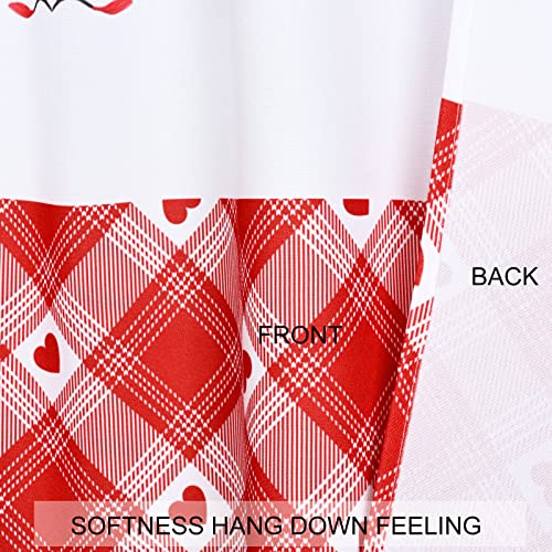 Framics Red Buffalo Plaid Curtains For Living Room Tab Top Curtains Light Filtering Privacy Added Window Drapes Heart Window Treatment Curtains 63 Inches Length 2 Panels For Bedroom #TOP3
