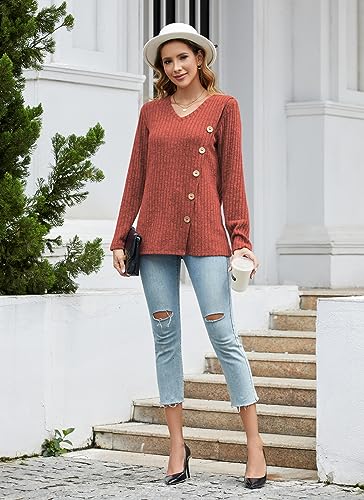 Image of Dimur Sweaters for Women Trendy 2025 Long Sleeve Shirts Ligheweight Sweatshirt Loose Fit Tunic Tops