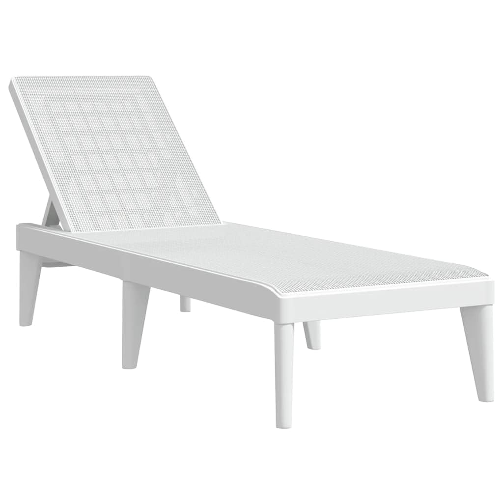 SYDE Leżanka PP biała 186 x 60 x 29 cm | Oparcie rozkładane w 4 pozycjach, wykończenie jutowe, lekkie, odporne na promieniowanie UV, bez poduszki
