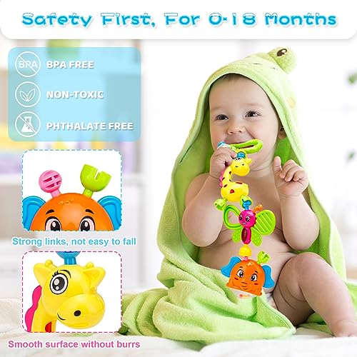 Baby Rassel 0-6 Monate, Baby Spielzeug 0 3 6 9 Monate Rasselsocken Baby 0-6 Monate Motorikspielzeug ab 1 Jahr Neugeborenen Baby Geschenk Saugnapf Spielzeug Montessori Spielzeug ab 1 Jahr – Bild 3