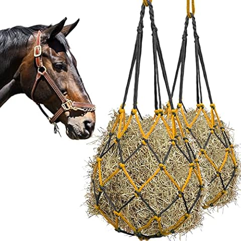 NEECONG Hay Net for Horses, Fun and Capacity is The Upgrade of Horse Treat Ball，Hanging Hay Feeder Bag for Horse Stable Stall Paddock Rest Toy（2 PCS） Cover