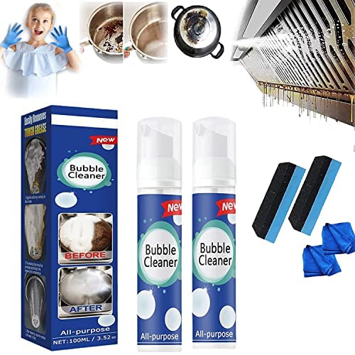 HOPASRISEEAll Purpose Rinse Cleaning Foam, North Moon Bubble Cleaner Foam, All-purpose Bubble Cleaner, Kitchen Bubble Cleaner Spray, Foaming Heavy Oil Stain Remover Cleaner (2PCS, 100ML)