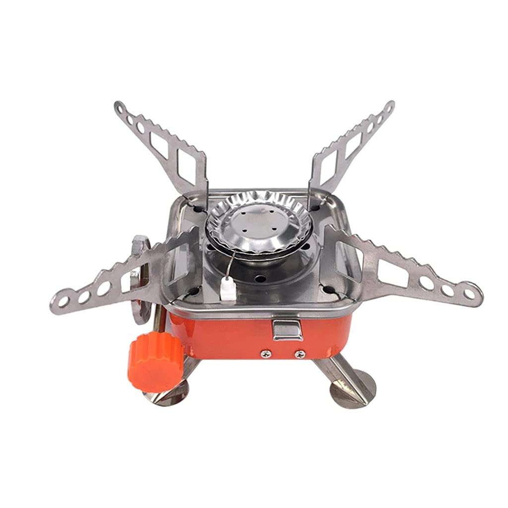 RUMPES Mini Portable Square Shaped Gas Butane Burner Camping Stove Travelling Stainless Steel Cooking Stove Folding Furnace Stove with Storage Bag (Red) (B099WNJND6) Amazon Price History, Amazon Price Tracker