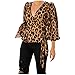 Yowablo Chemise à Manches 3/4 à imprimé léopard pour Femme Liquidation De Hauts Et Chemisiers Manches Longues pour Femmes