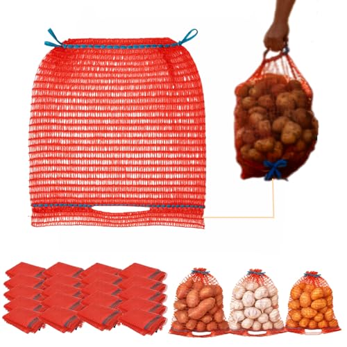 Sixinfeto 20 Stück Raschelsäcke 30x50cm 10kg Kartoffelsack mit Zugband Apfelsäcke Obst- und Gemüsenetz Robuste Netzbeutel für Kartoffeln Zwiebeln Äpfel Meeresfrüchte Lagerung und Transport