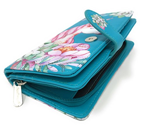 Shag Wear Unicorn Large Whimsical Wallet for Women and Teen Girls Vegan Faux Leather 7" Teal3